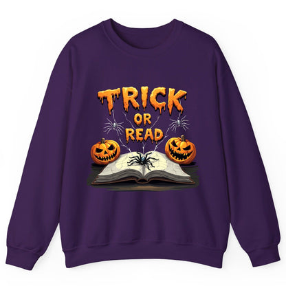 Trick or Read Halloween reading Sweatshirt Purple product mockup
