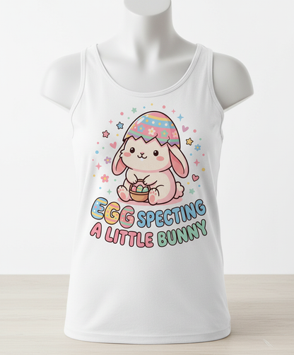 Egg Specting A Little Bunny Cute Easter Pregnancy Announcement Tank Top - White