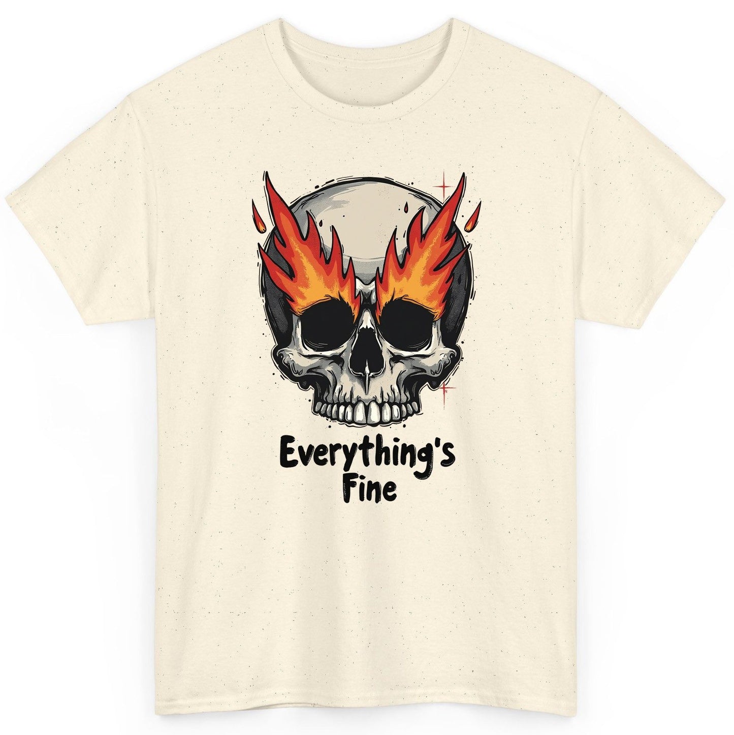Everything's Fine flaming skull T-Shirt Natural product mockup