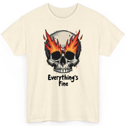 Everything's Fine flaming skull T-Shirt Natural product mockup