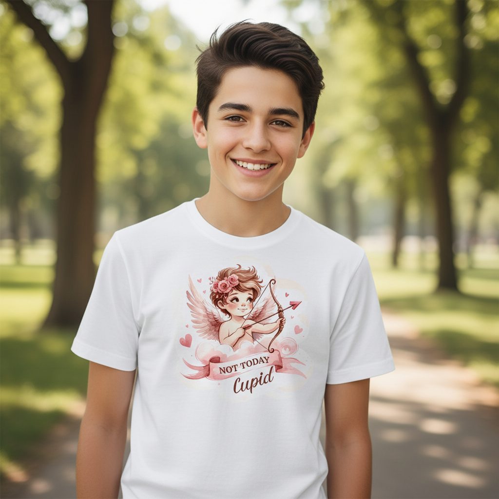 Not Today Cupid cupid Youth T-Shirt White lifestyle mockup