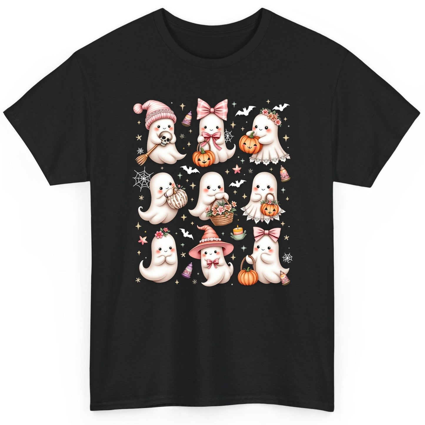 Cute Pink Halloween Ghosts cute Halloween ghosts T-Shirt Black product mockup