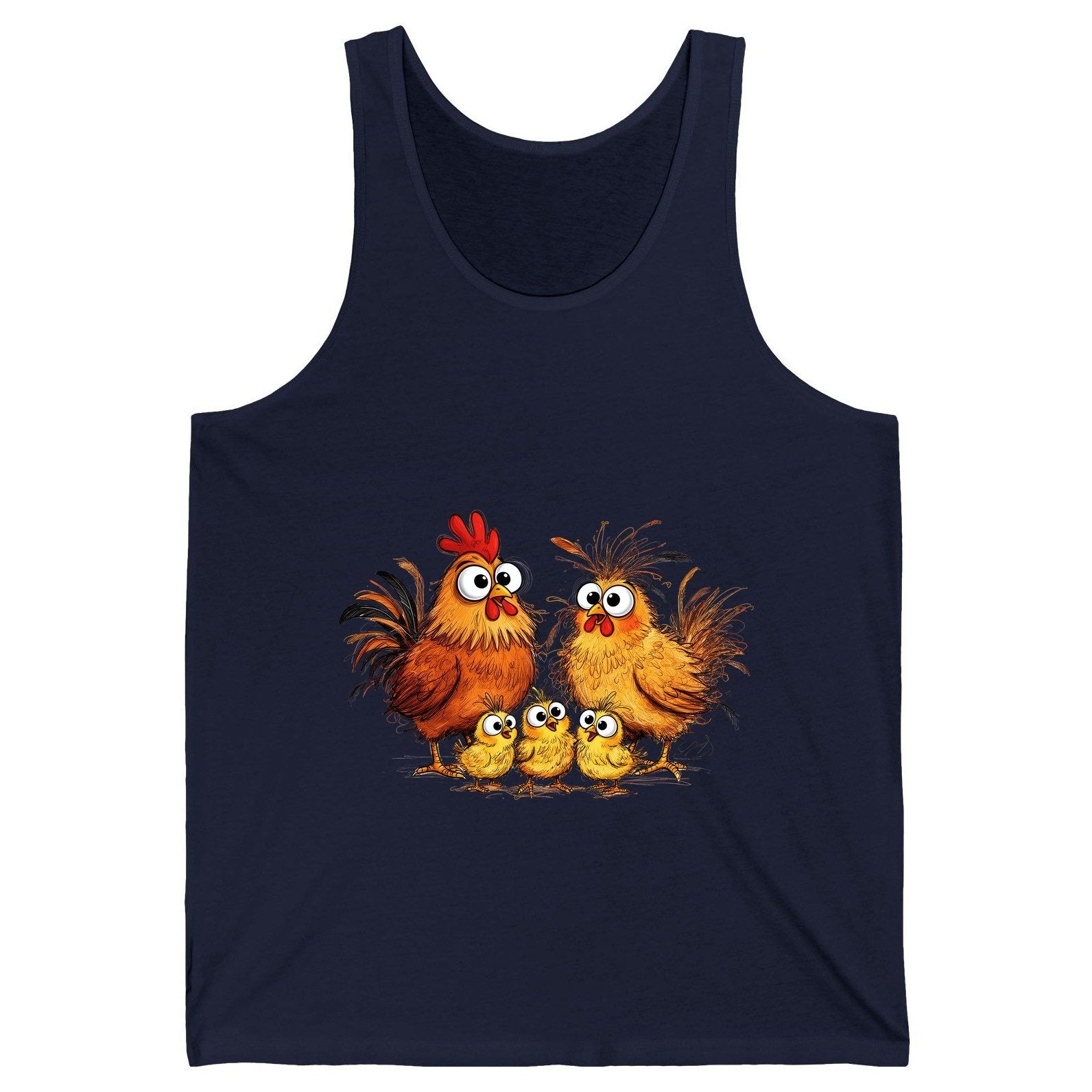 Funny Chicken Family chicken family Tank Top Navy product mockup