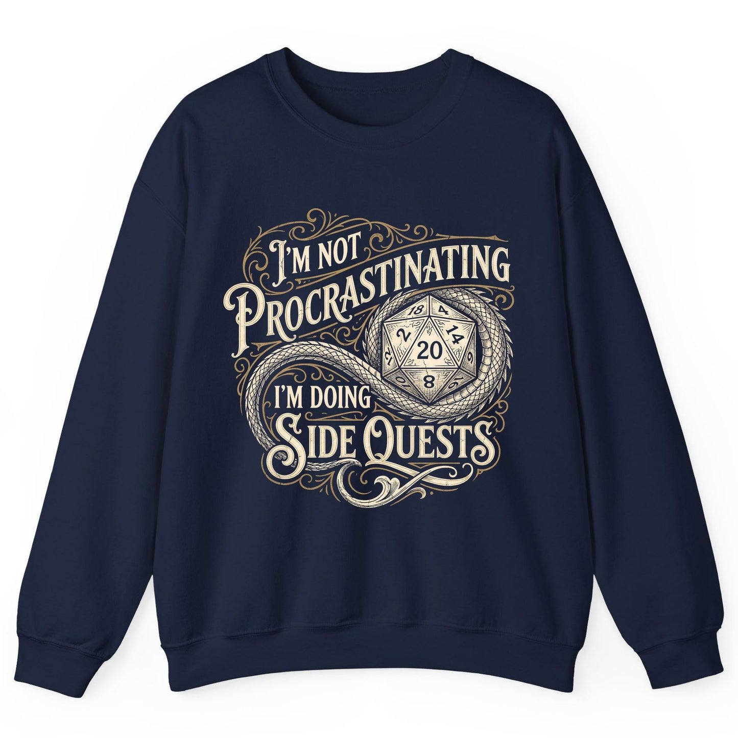 I'm Not Procrastinating I'm Doing Side Quests rpg gaming Sweatshirt Navy product mockup
