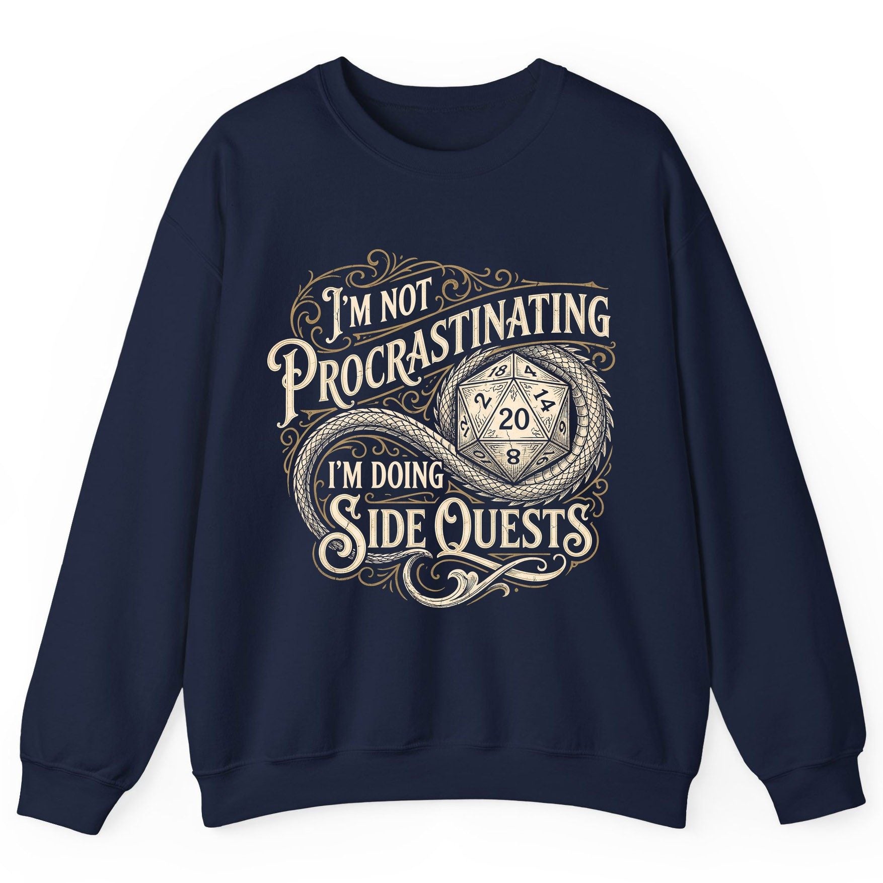 I'm Not Procrastinating I'm Doing Side Quests rpg gaming Sweatshirt Navy product mockup