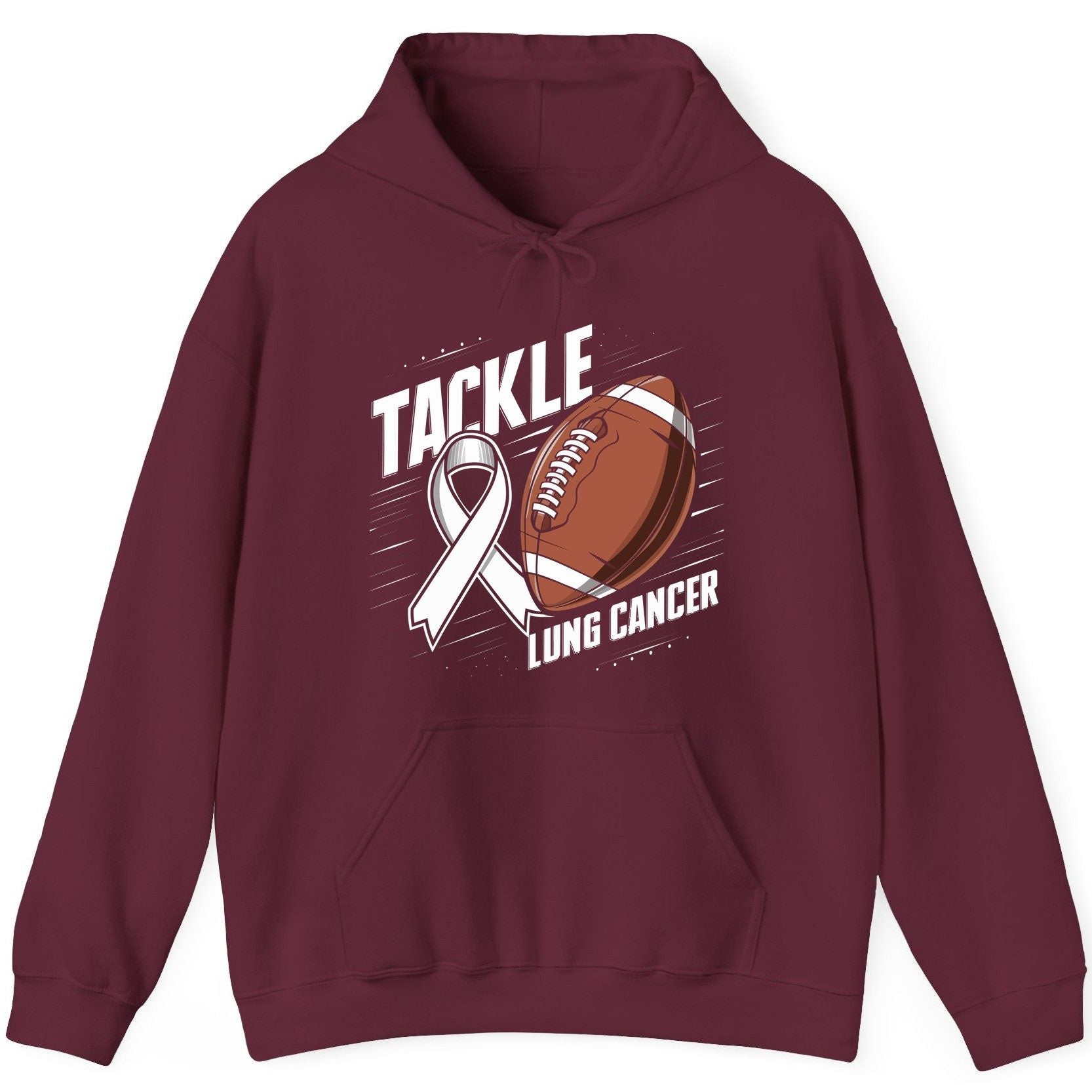 Tackle Lung Cancer lung cancer awareness Hoodie Maroon product mockup