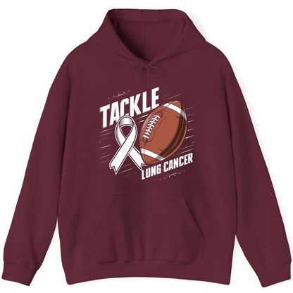 Tackle Lung Cancer lung cancer awareness Hoodie Maroon product mockup