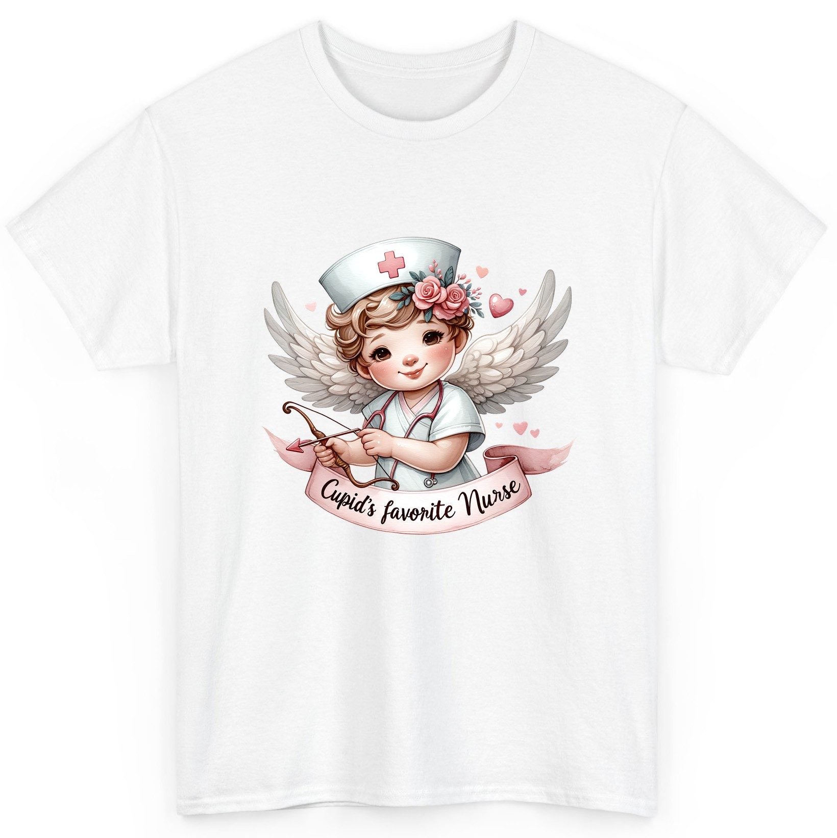 Cupid's Favorite Nurse cupid nurse T-Shirt White product mockup