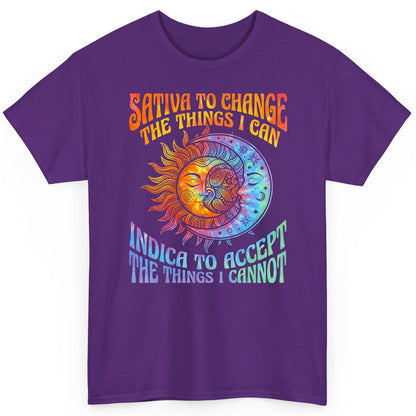 SATIVA TO CHANGE THE THINGS I CAN INDICA TO ACCEPT THE THINGS T-Shirt - product mockup - Purple