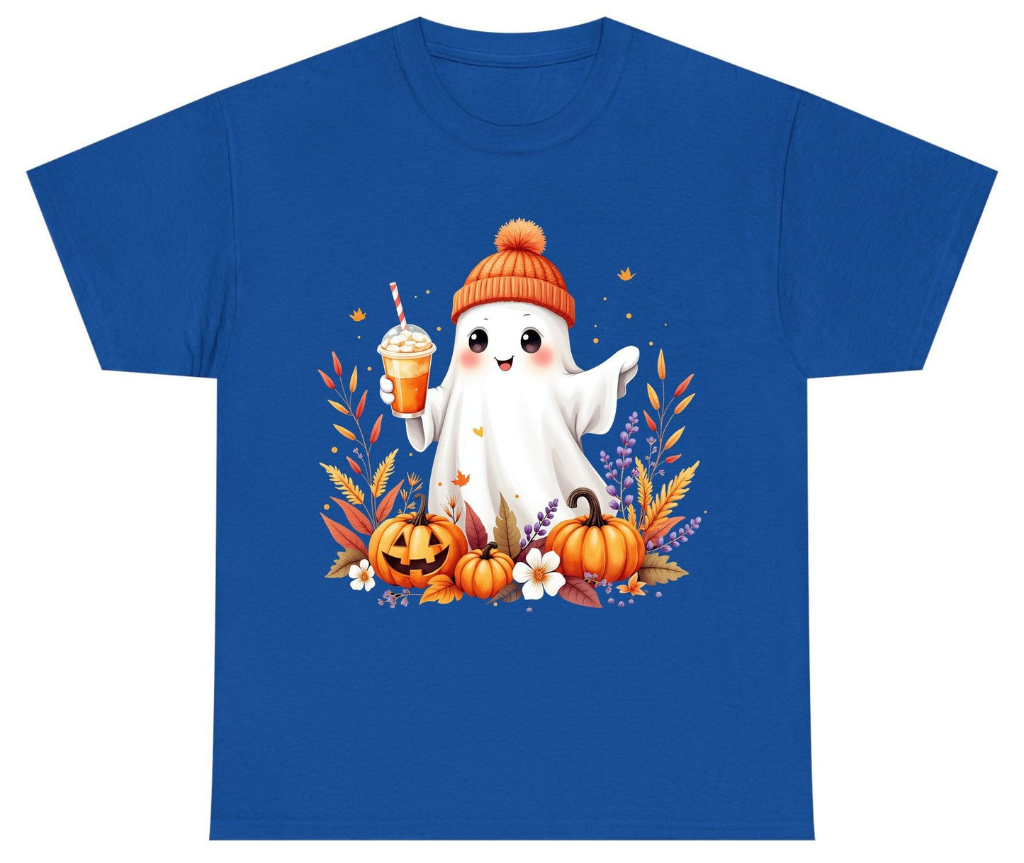 Cute Ghost Pumpkin Spice Latte cute Halloween ghost Youth T-Shirt Royal product mockup