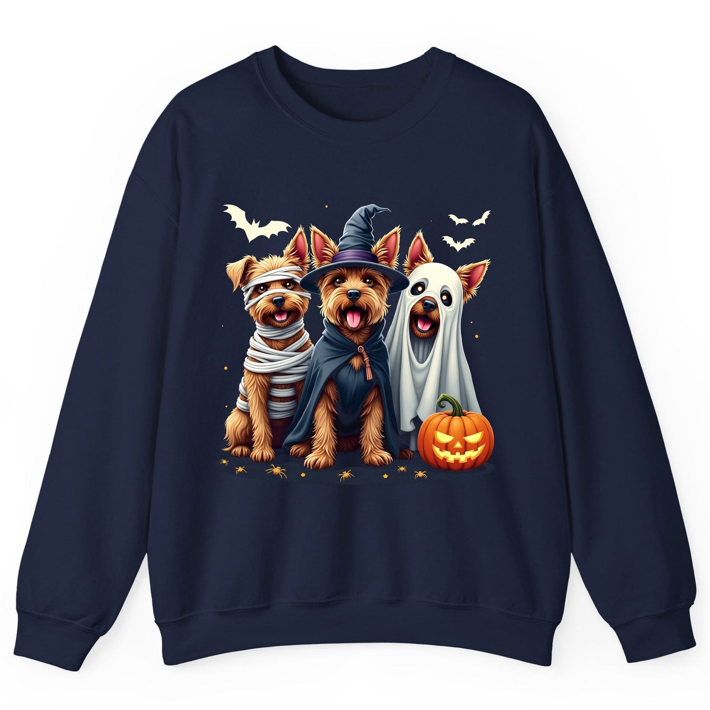Cute Dogs Halloween Costumes dogs in Halloween costumes Sweatshirt Navy product mockup
