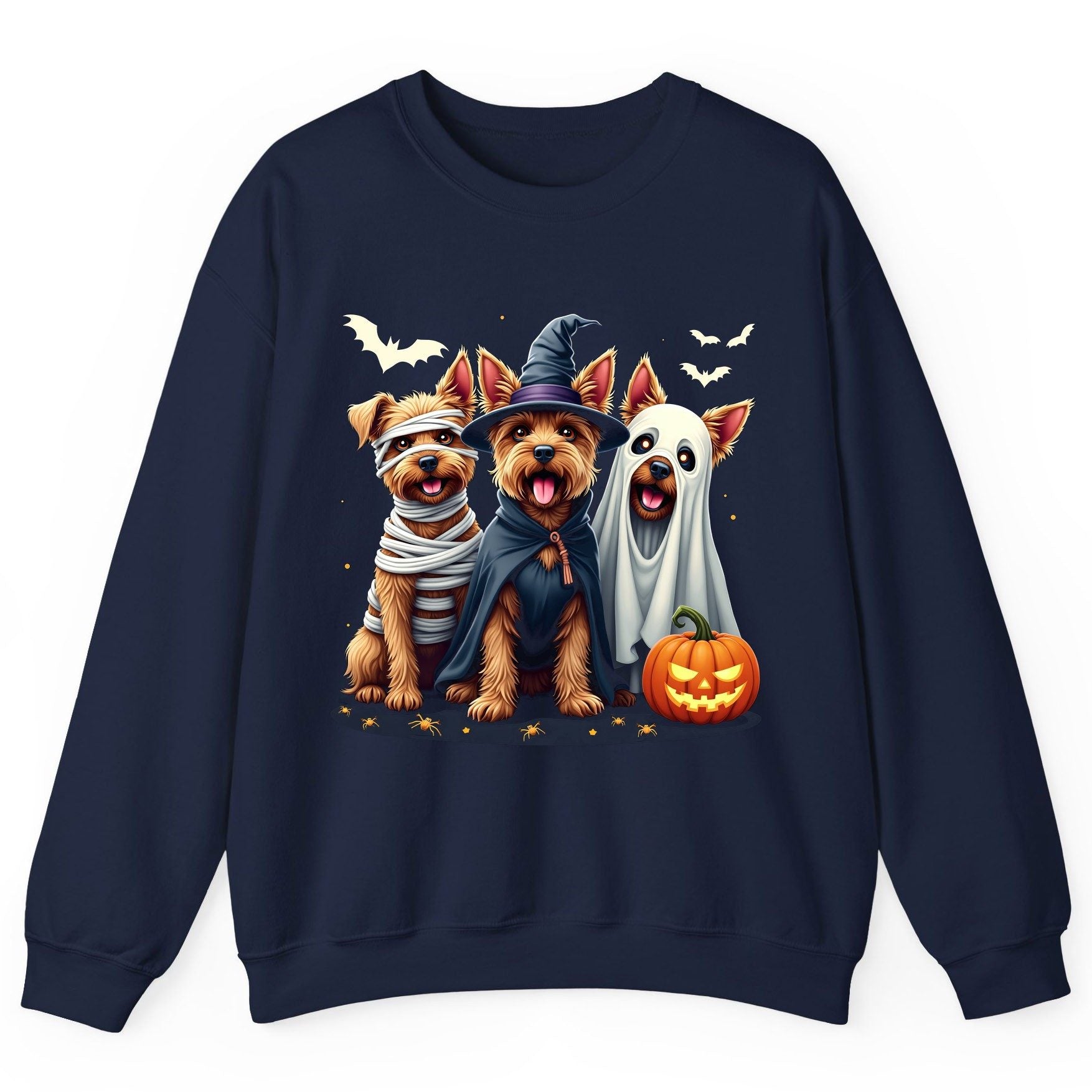 Cute Dogs Halloween Costumes dogs in Halloween costumes Sweatshirt Navy product mockup