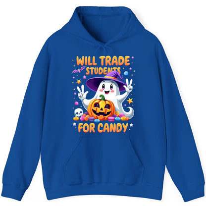 Will Trade Students for Candy teacher Halloween Hoodie Royal product mockup