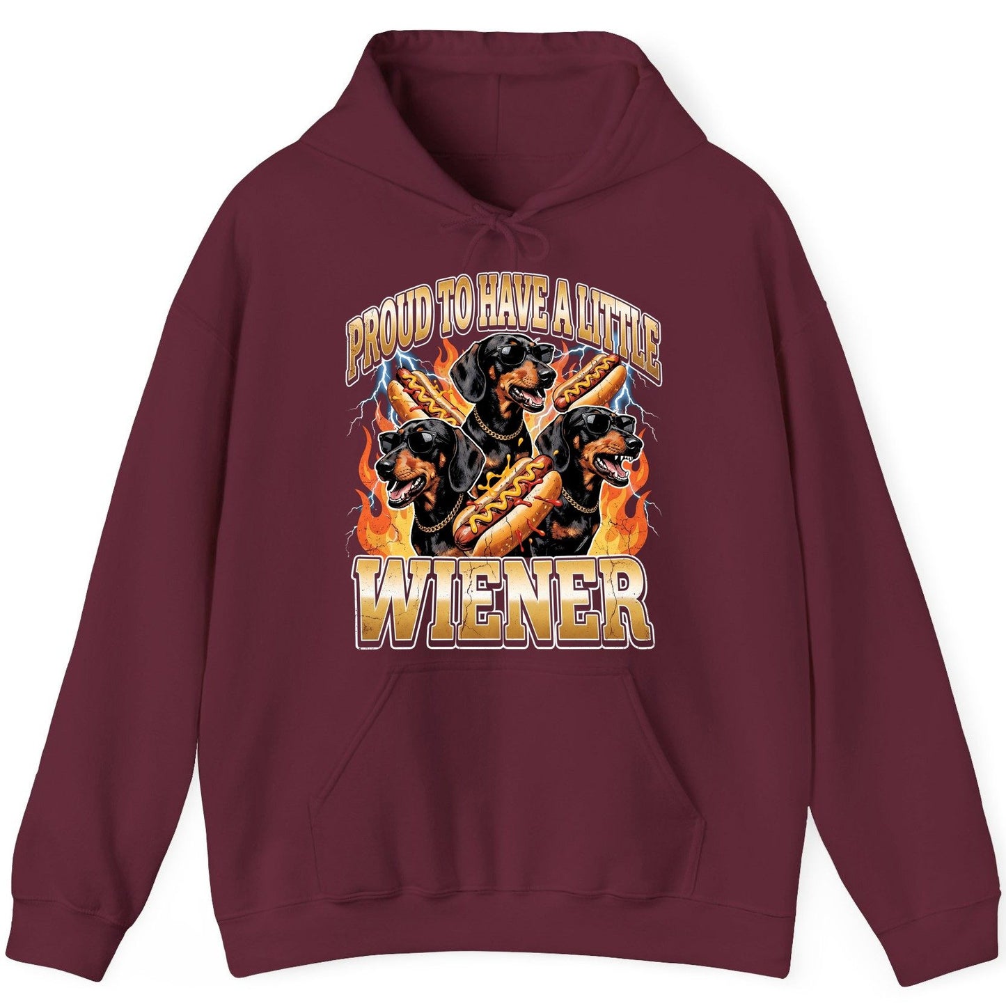 Proud to Have a Little Wiener dachshund Hoodie Maroon product mockup