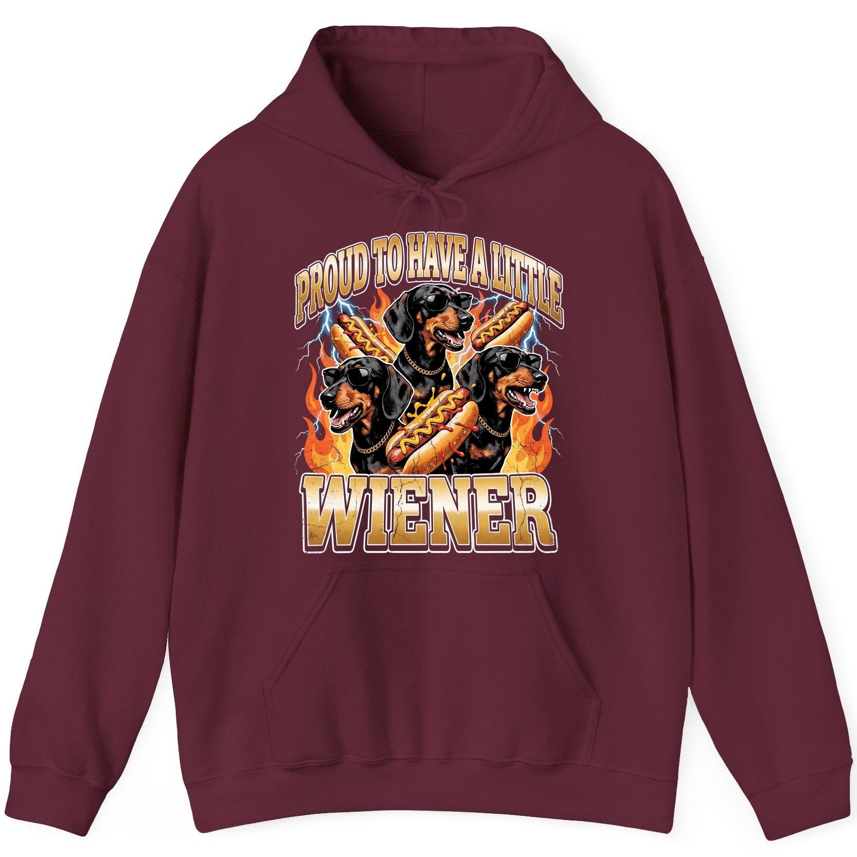 Proud to Have a Little Wiener dachshund Hoodie Maroon product mockup