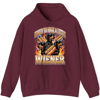 Proud to Have a Little Wiener dachshund Hoodie Maroon product mockup
