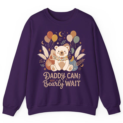 Daddy Can Bearly Wait Baby Shower Sweatshirt - product mockup - Purple