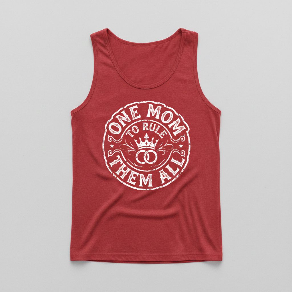 One Mom to Rule Them All Funny Moms Tank Top - product mockup - Red