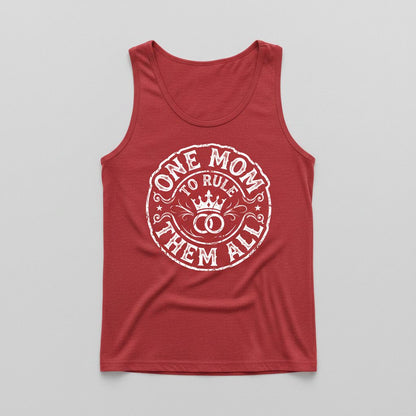 One Mom to Rule Them All Funny Moms Tank Top - product mockup - Red