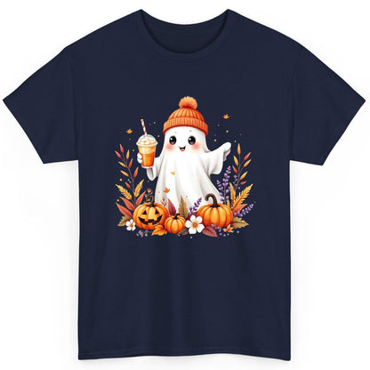 Cute Ghost Pumpkin Spice Latte cute Halloween ghost T-Shirt Navy product mockup
