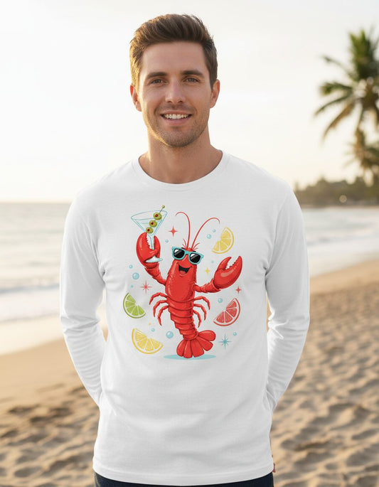 Cartoon Lobster Party lobster Long Sleeve Tee White lifestyle mockup