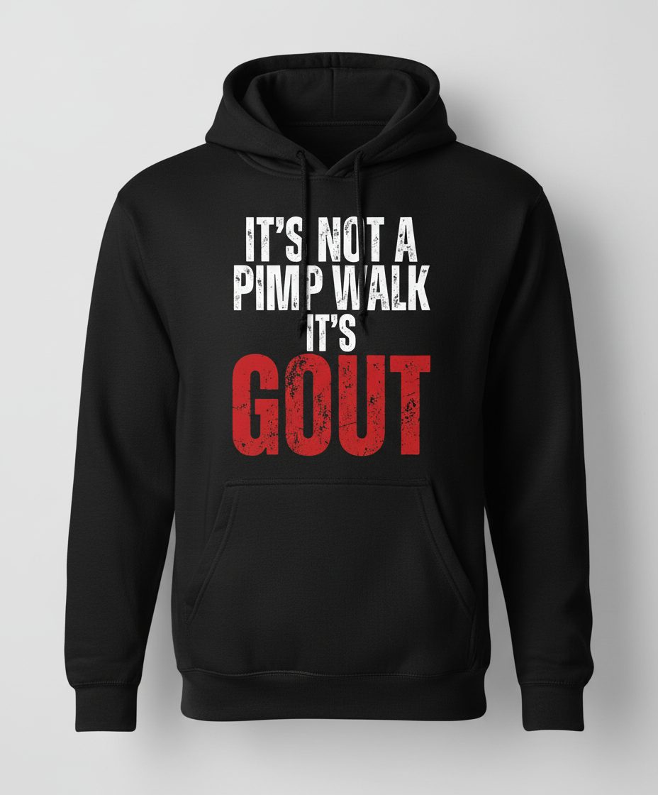 It's Not a Pimp Walk It's Gout Funny People Hoodie - product mockup - Black