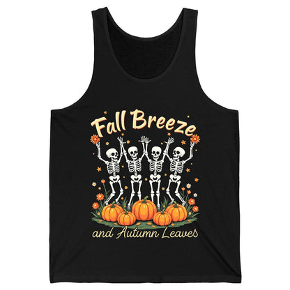 Fall Breeze and Autumn Leaves dancing skeletons Tank Top Black product mockup