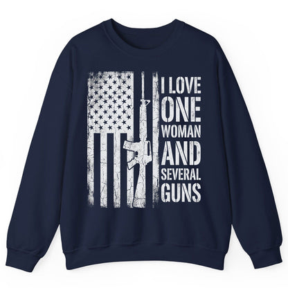 I LOVE ONE WOMAN AND Several GUNS Funny Pro-Gun Sweatshirt - product mockup - Navy
