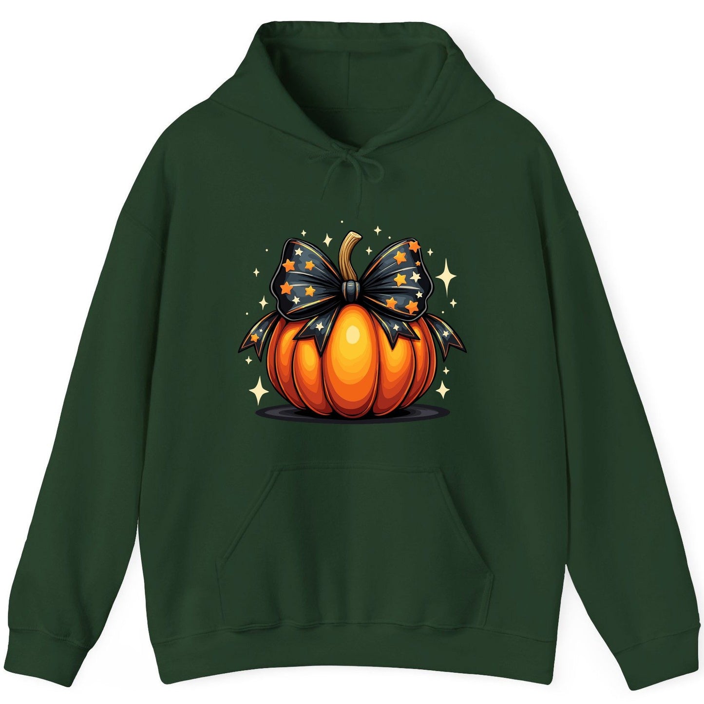 Starry Bow Pumpkin Halloween pumpkin Hoodie Forest Green product mockup
