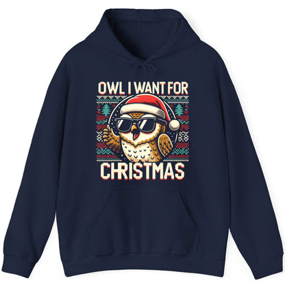 Owl I Want for Christmas Christmas owl Hoodie Navy product mockup