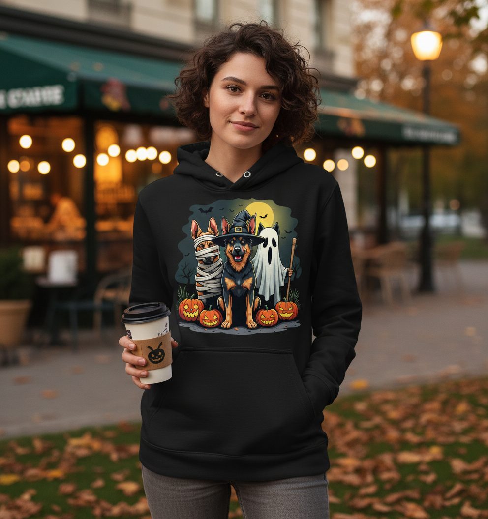 Halloween Dogs in Costumes Halloween dogs Hoodie Black lifestyle mockup