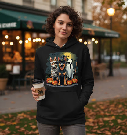 Halloween Dogs in Costumes Halloween dogs Hoodie Black lifestyle mockup