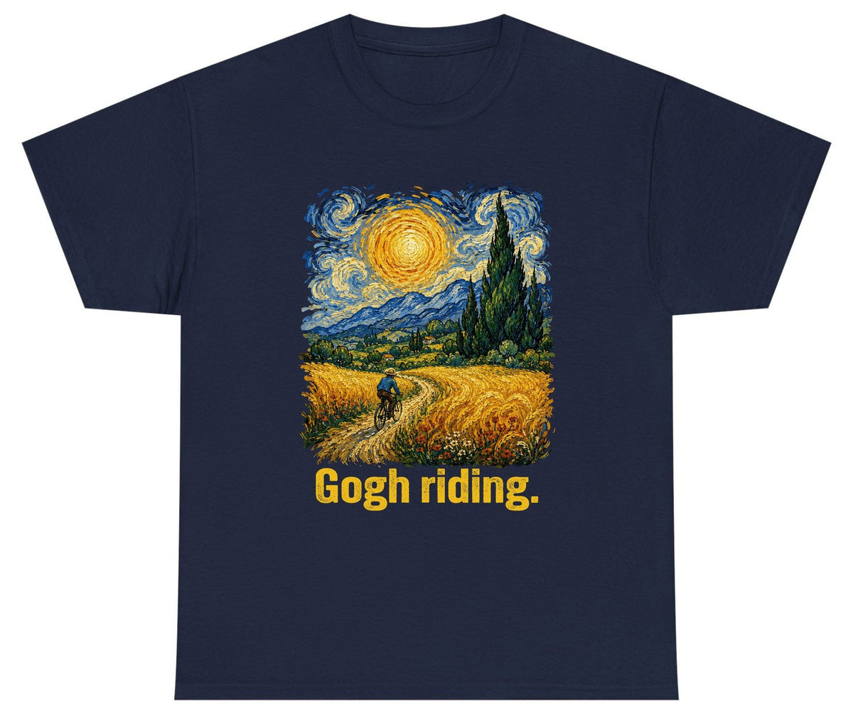Gogh Riding art parody Youth T-Shirt Navy product mockup
