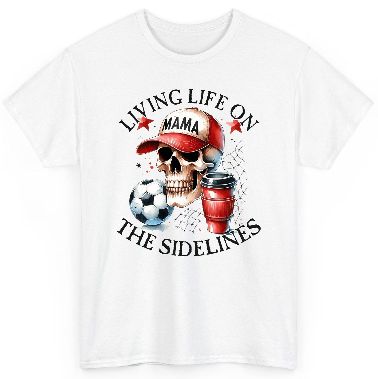 Living Life on the Sidelines soccer mom T-Shirt White product mockup