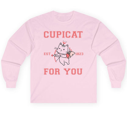 Cupicat Est 1823 for You cupid cat Long Sleeve Tee Light Pink product mockup