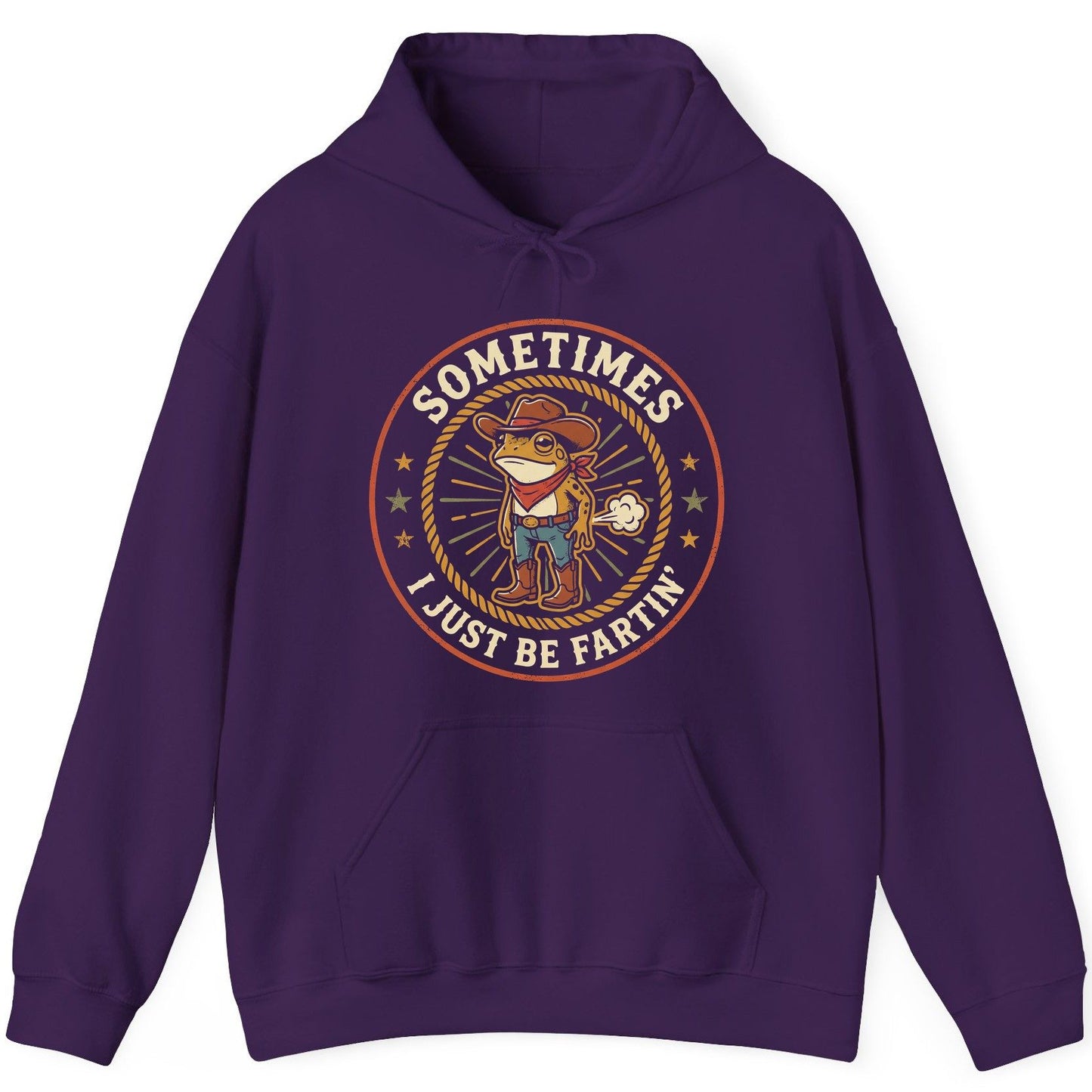 Sometimes I Just Be Fartin' cowboy frog Hoodie Purple product mockup