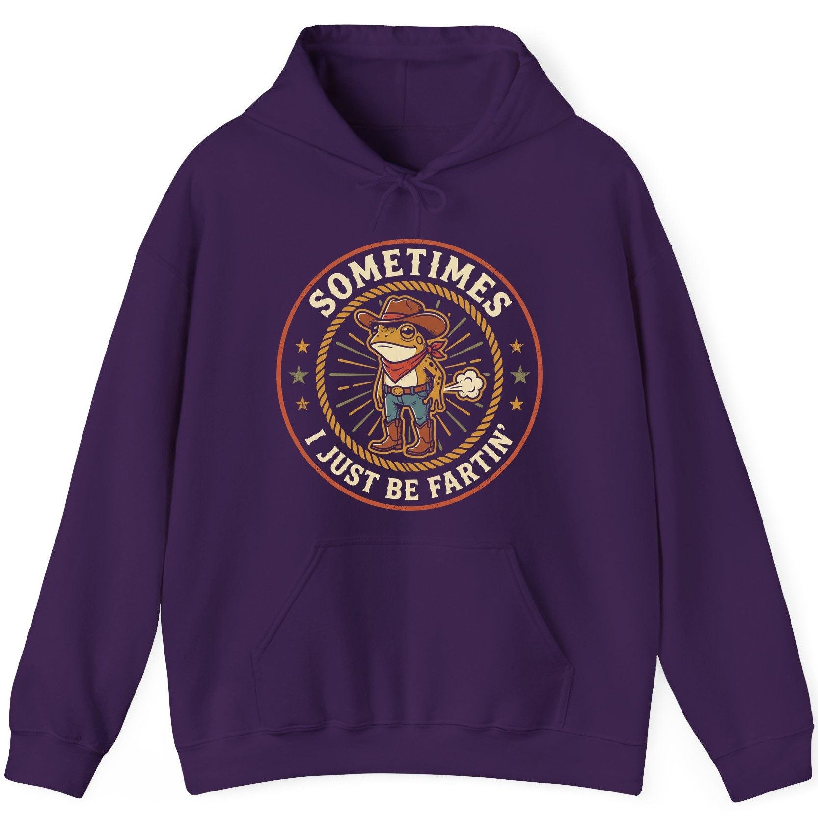 Sometimes I Just Be Fartin' cowboy frog Hoodie Purple product mockup