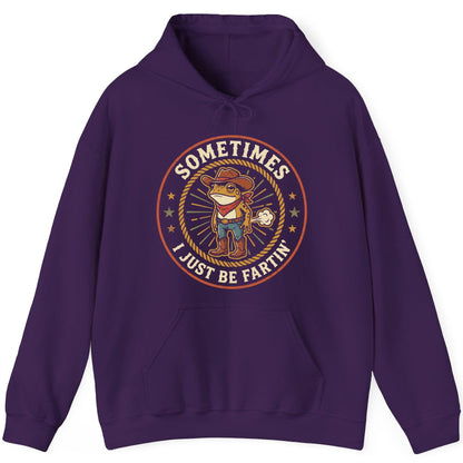 Sometimes I Just Be Fartin' cowboy frog Hoodie Purple product mockup