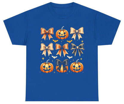 Cute Halloween Pumpkins and Bows Halloween Youth T-Shirt Royal product mockup