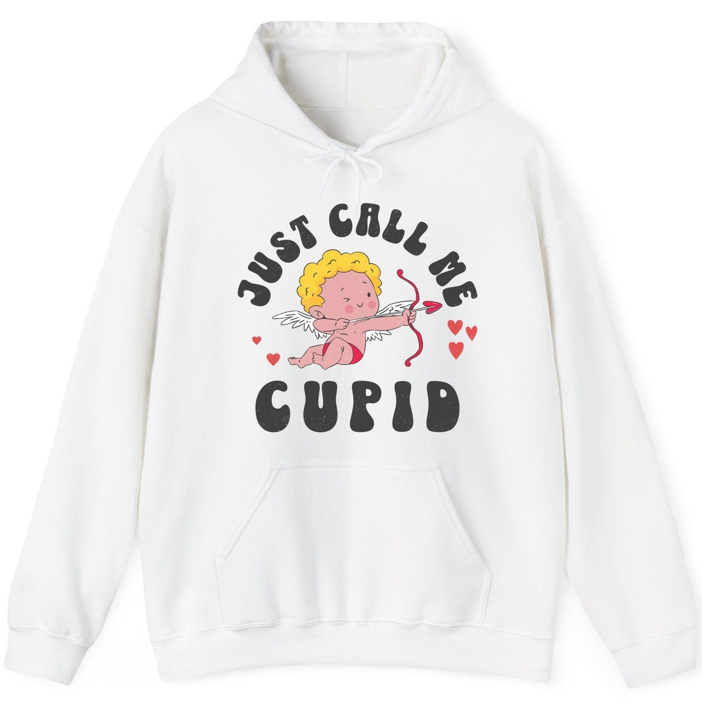 Just Call Me Cupid cupid Hoodie White product mockup