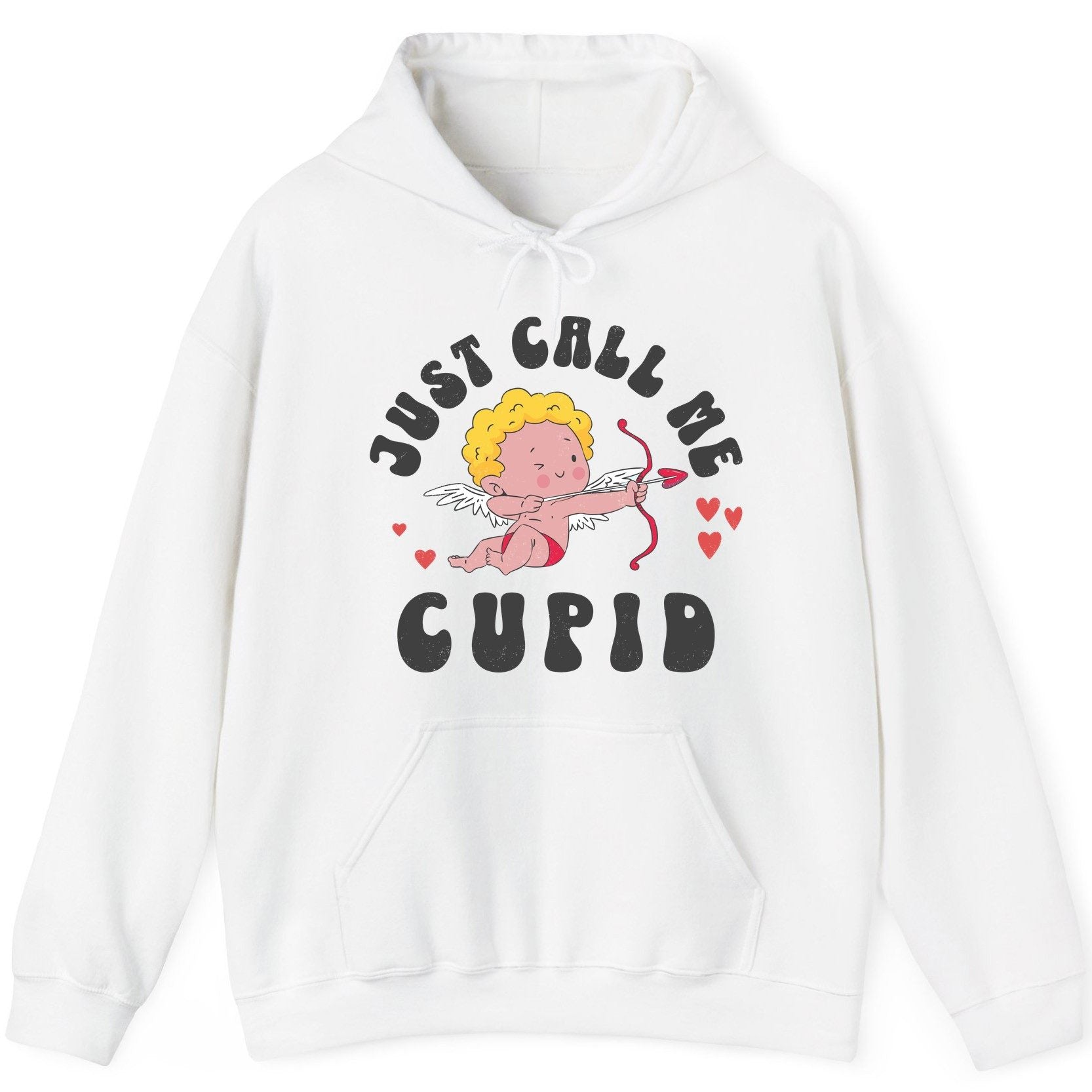 Just Call Me Cupid cupid Hoodie White product mockup