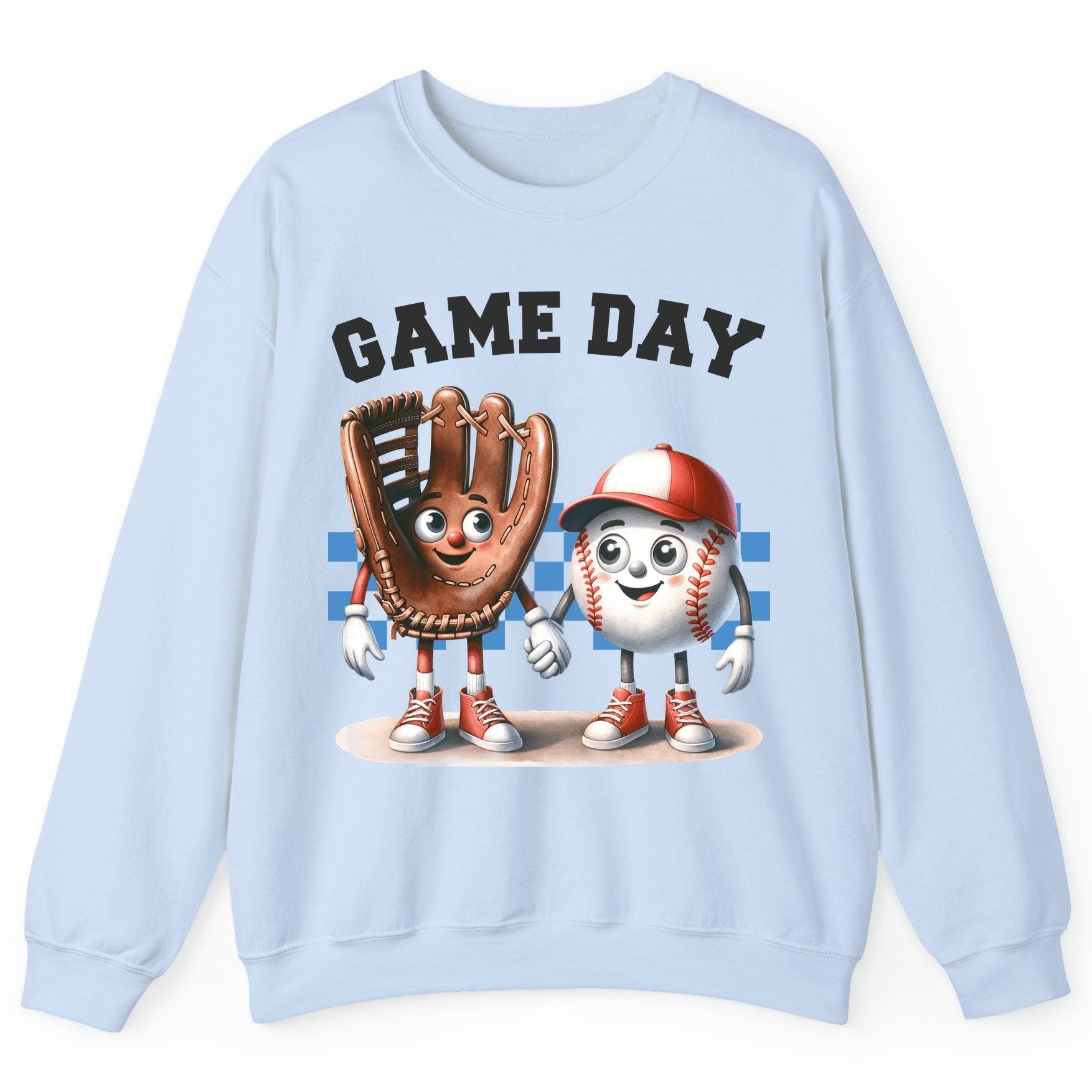 Game Day baseball Sweatshirt Light Blue product mockup