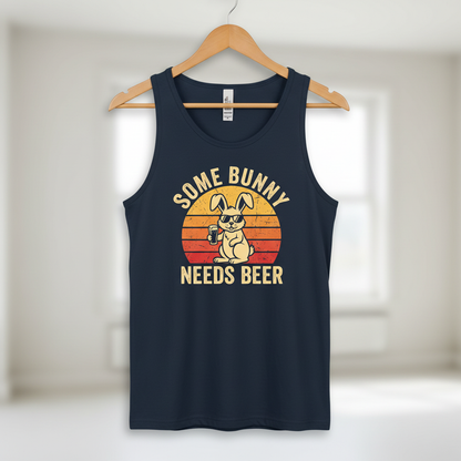 Some Bunny Needs Beer Funny Retro Design Tank Top - Navy