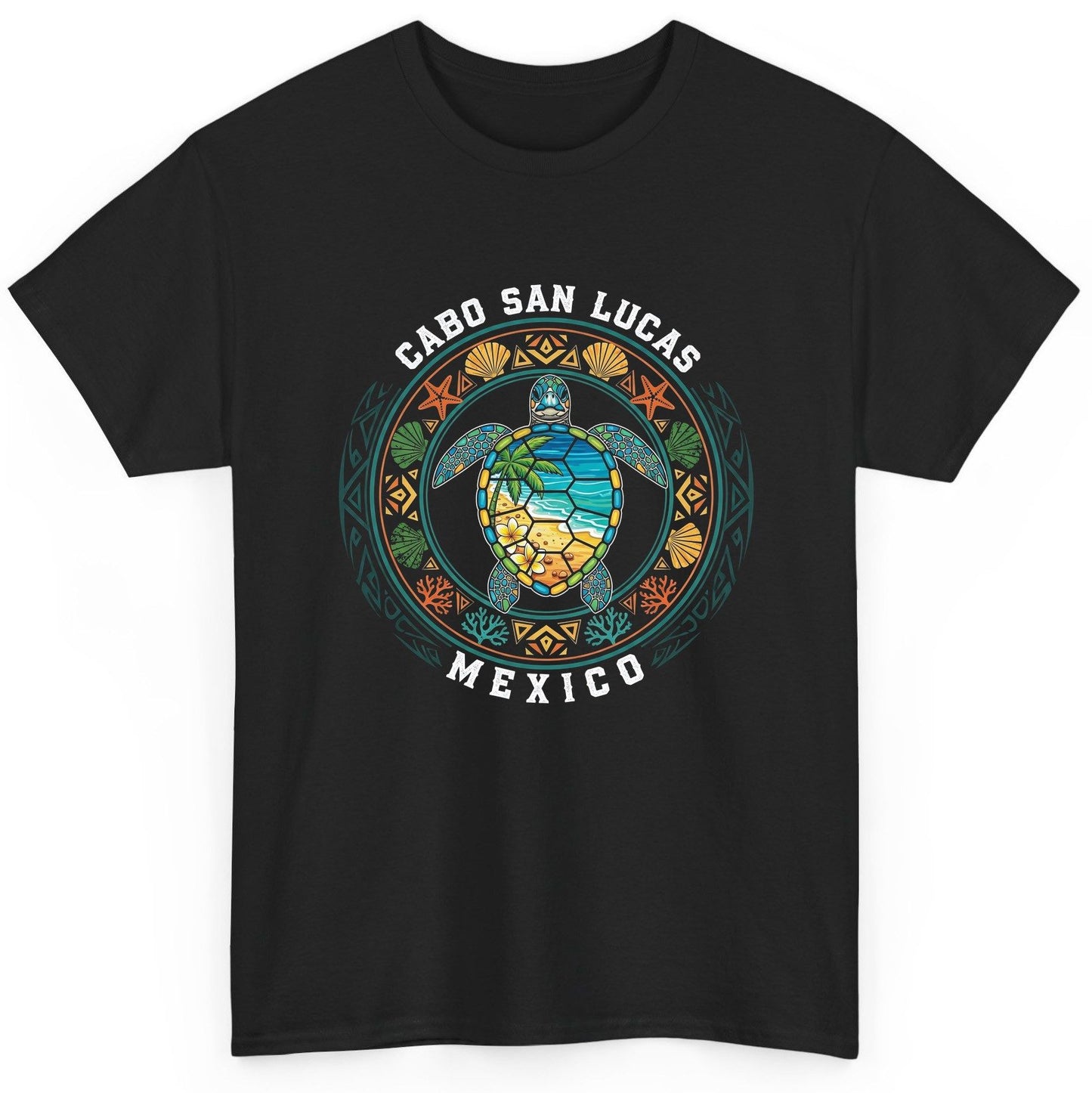 Cabo San Lucas Mexico sea turtle T-Shirt Black product mockup
