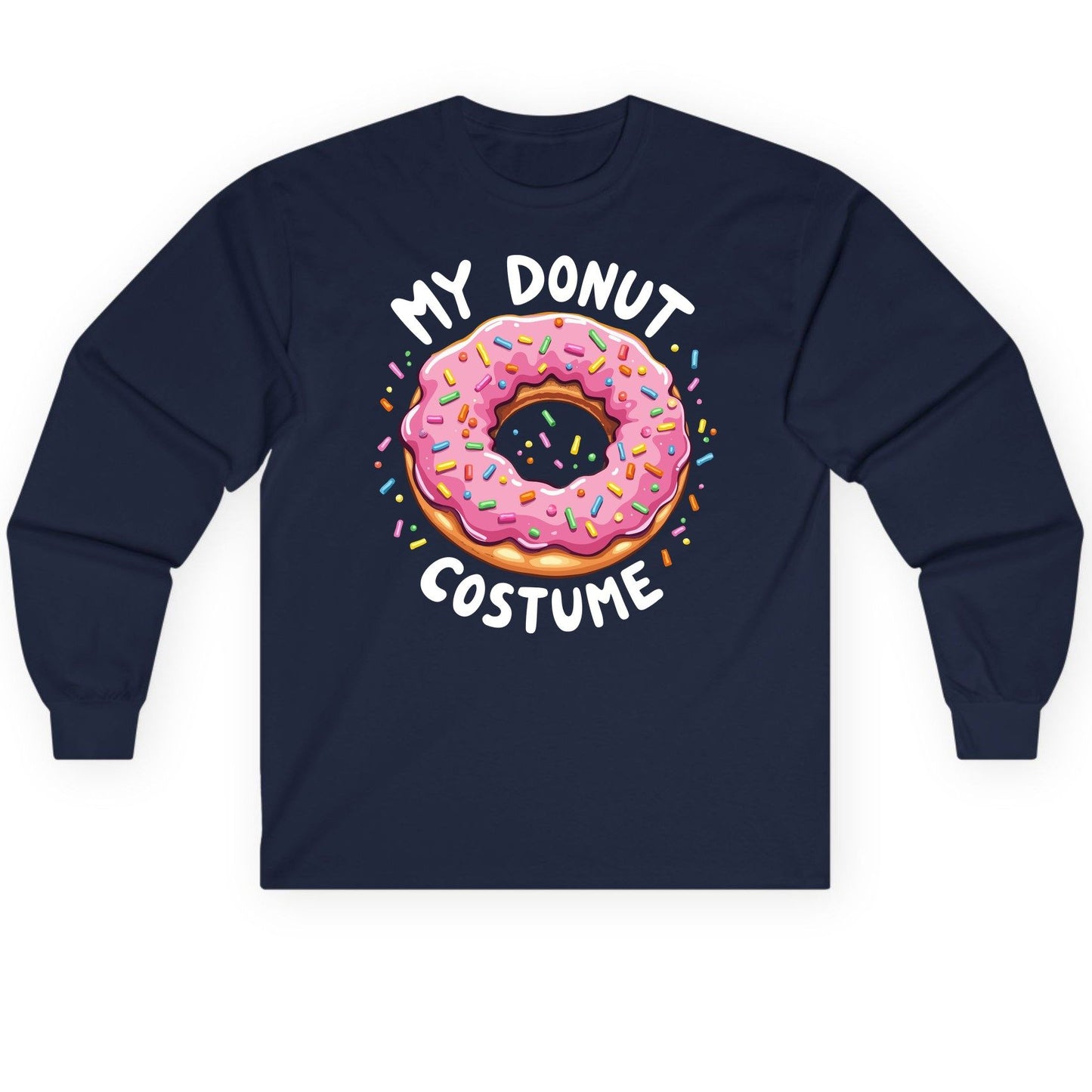 My Donut Costume donut Long Sleeve Tee Navy product mockup