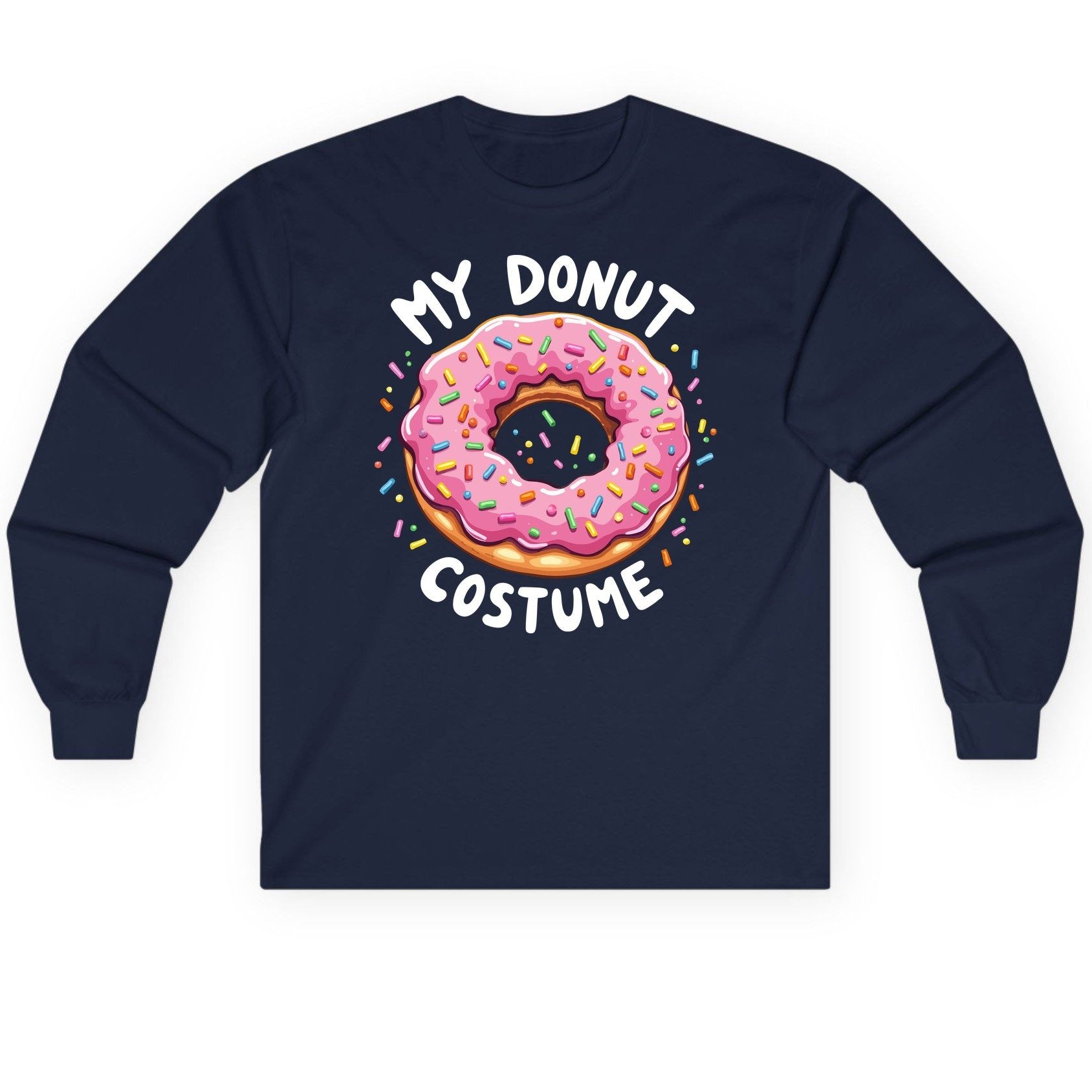 My Donut Costume donut Long Sleeve Tee Navy product mockup