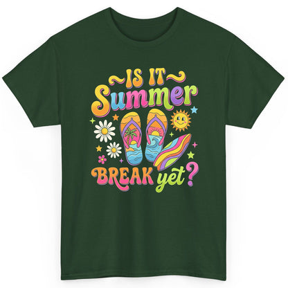 Is It Summer Break Yet Retro Vacation T-Shirt - product mockup - Forest Green