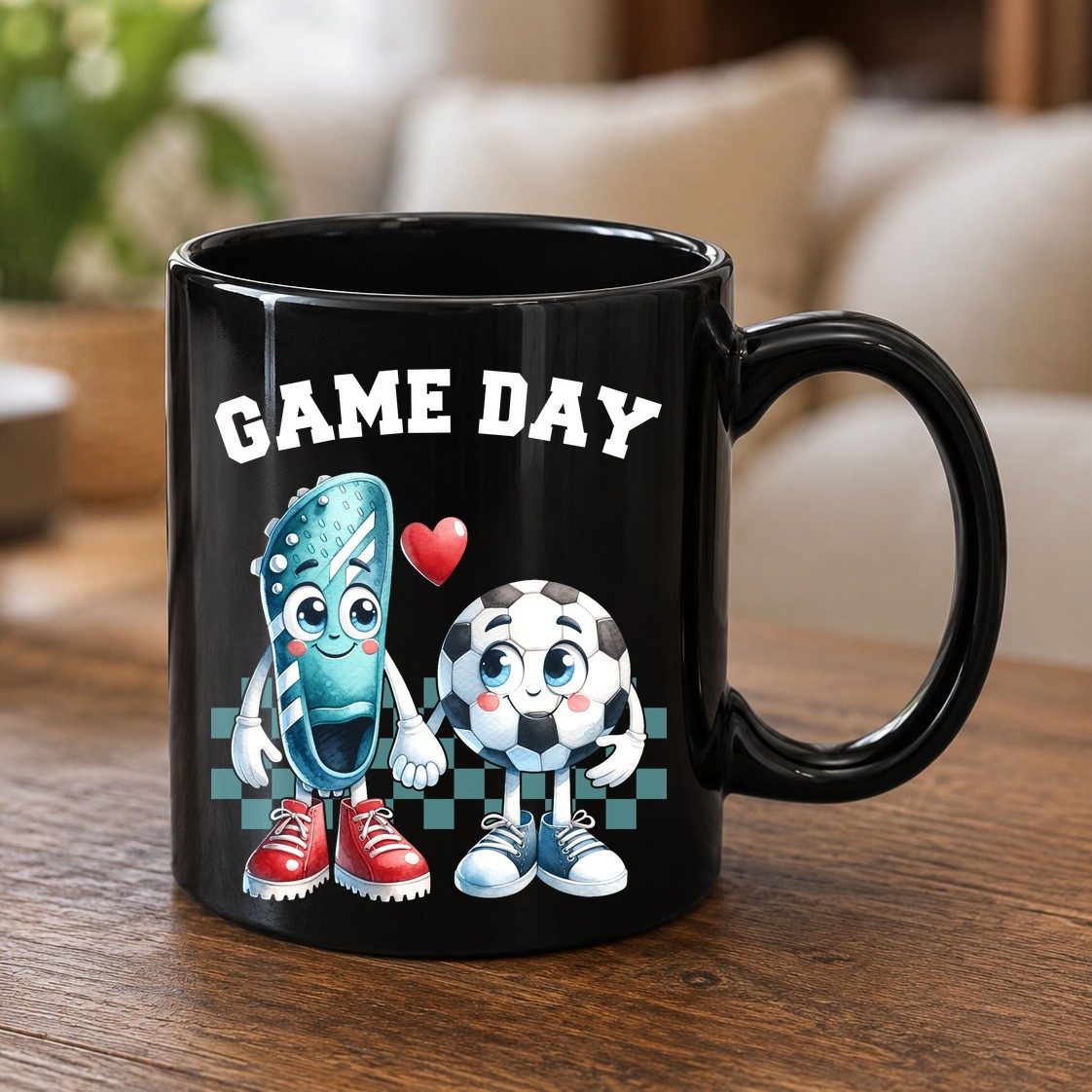 Game Day soccer Black Mug Black product mockup