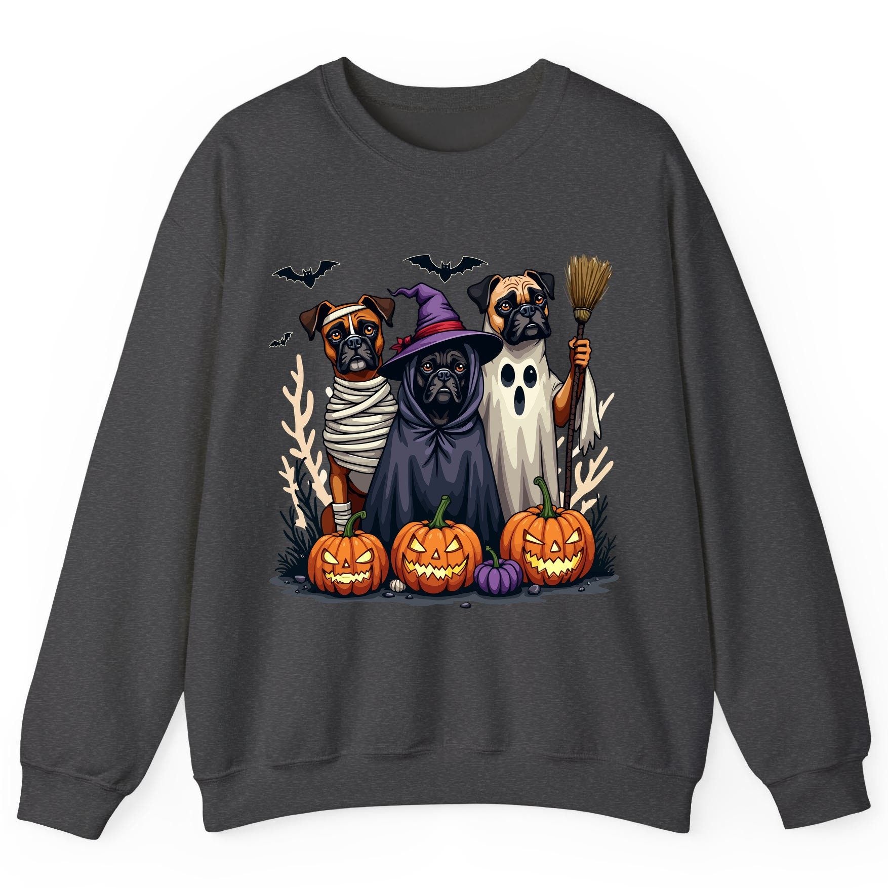Halloween Dogs in Costume Halloween dogs Sweatshirt Dark Heather product mockup