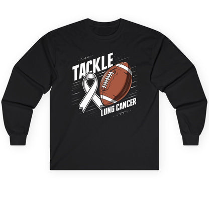 Tackle Lung Cancer lung cancer awareness Long Sleeve Tee Black product mockup